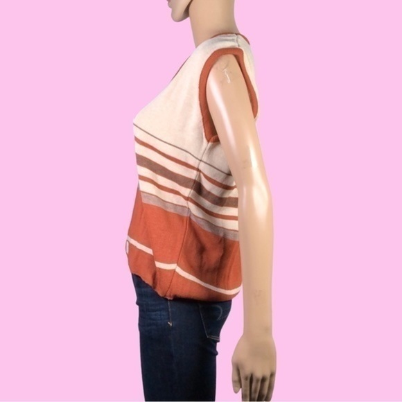 Dead Stock Vintage Striped Ribbed Piping Sweater Vest Sz Large -The "Esther" Top - Picture 2 of 16